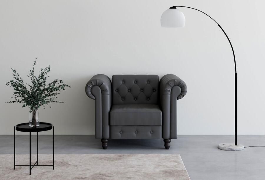 Dorel Home Chesterfield-fauteuil Felix met rugleuning 3-voudig verstelbaar benen massief hout zithoogte 46 cm - Foto 6