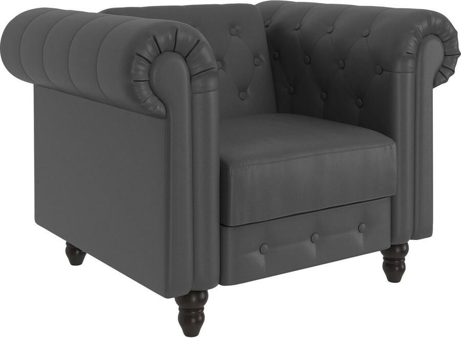 Dorel Home Chesterfield-fauteuil Felix met rugleuning 3-voudig verstelbaar benen massief hout zithoogte 46 cm - Foto 3