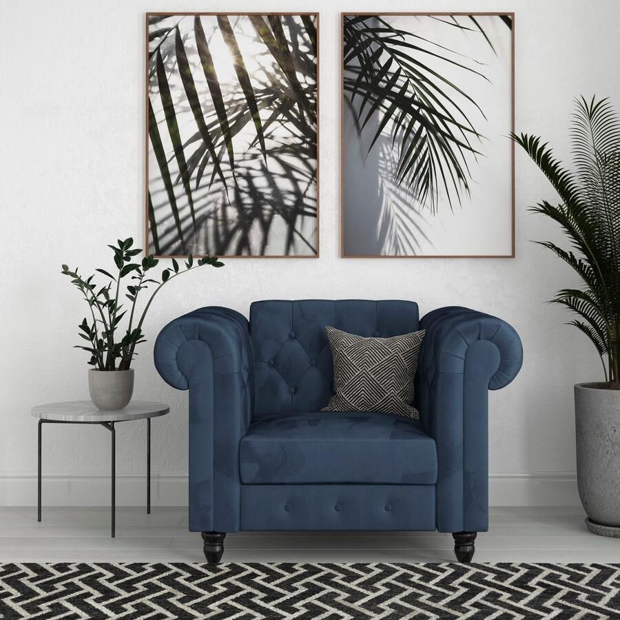 Dorel Home Chesterfield-fauteuil Felix met rugleuning 3-voudig verstelbaar benen massief hout zithoogte 46 cm - Foto 4