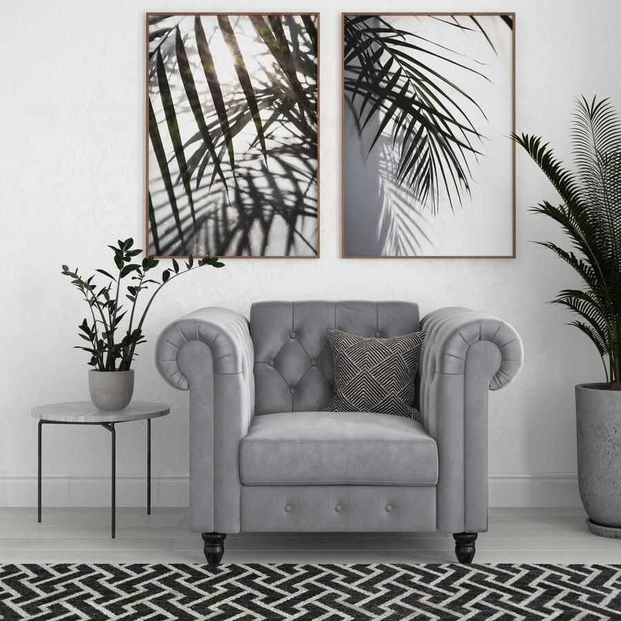 Dorel Home Chesterfield-fauteuil Felix met rugleuning 3-voudig verstelbaar benen massief hout zithoogte 46 cm - Foto 4