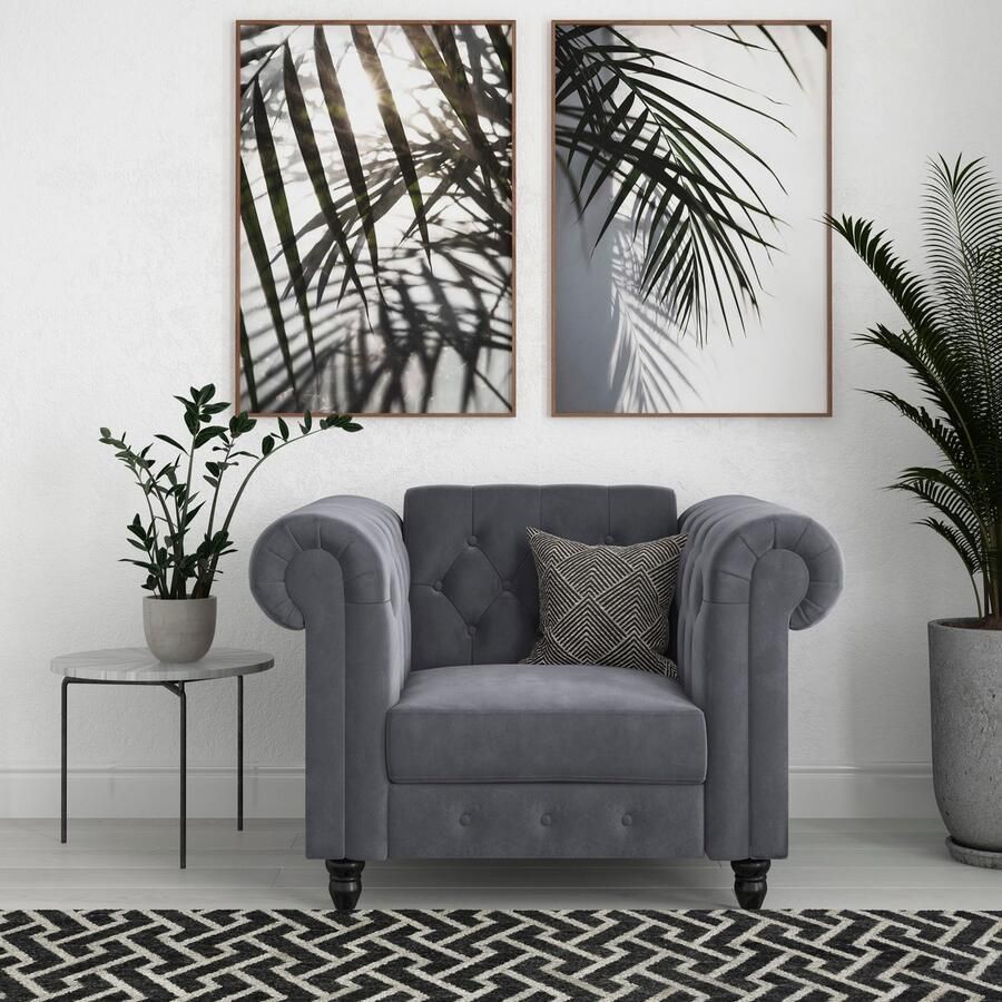 Dorel Home Chesterfield-fauteuil Felix met rugleuning 3-voudig verstelbaar benen massief hout zithoogte 46 cm - Foto 4