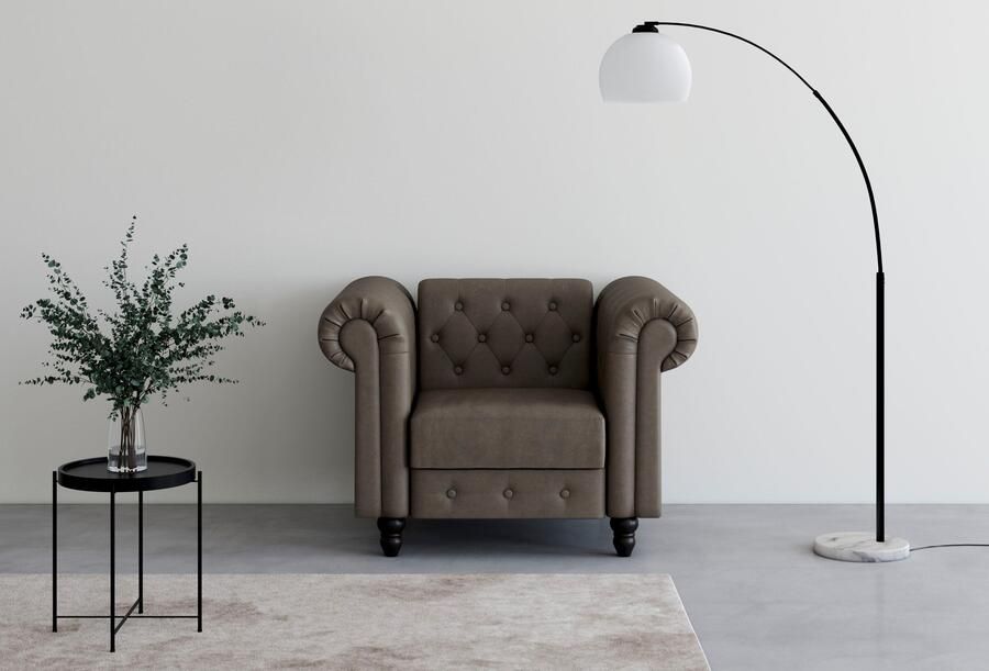 Dorel Home Chesterfield-fauteuil Felix met rugleuning 3-voudig verstelbaar benen massief hout zithoogte 46 cm - Foto 5