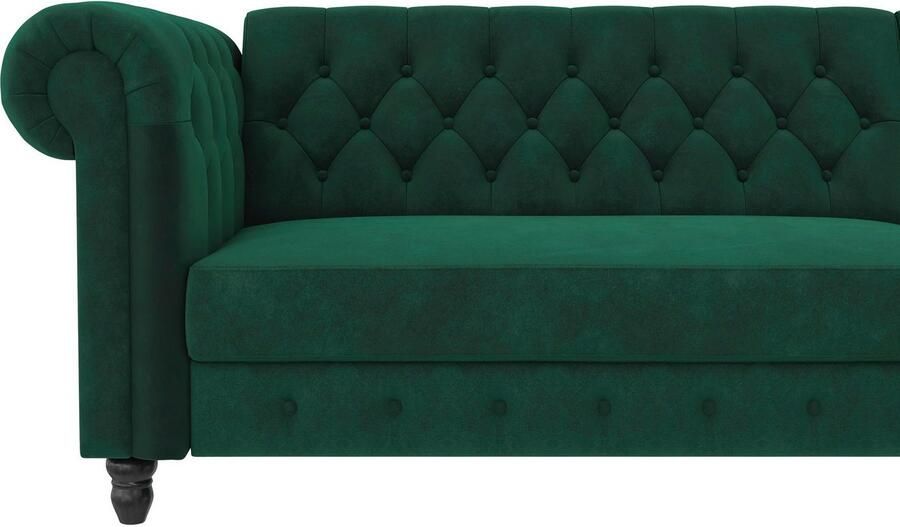 Notio Living Loft24 Felix Chaise longue slaapbank in donkergroen velours (83 x 241 x 154 cm) - Foto 11