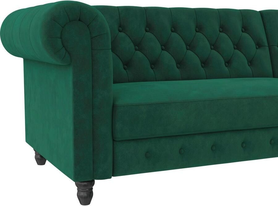 Notio Living Loft24 Felix Chaise longue slaapbank in donkergroen velours (83 x 241 x 154 cm) - Foto 9