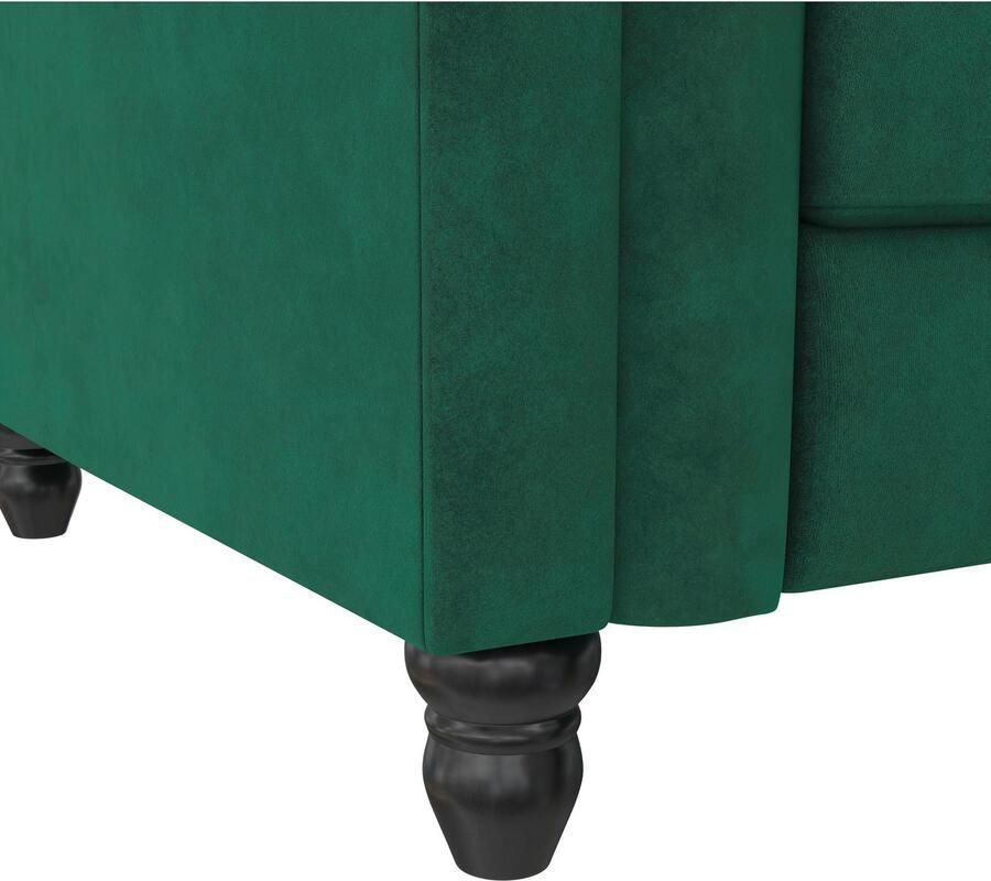 Notio Living Loft24 Felix Chaise longue slaapbank in donkergroen velours (83 x 241 x 154 cm) - Foto 7