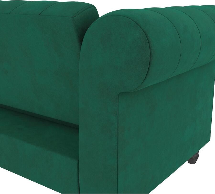 Notio Living Loft24 Felix Chaise longue slaapbank in donkergroen velours (83 x 241 x 154 cm) - Foto 6
