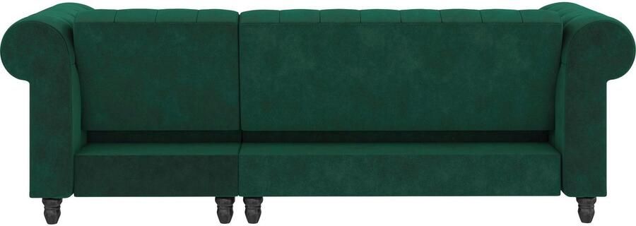Notio Living Loft24 Felix Chaise longue slaapbank in donkergroen velours (83 x 241 x 154 cm) - Foto 16
