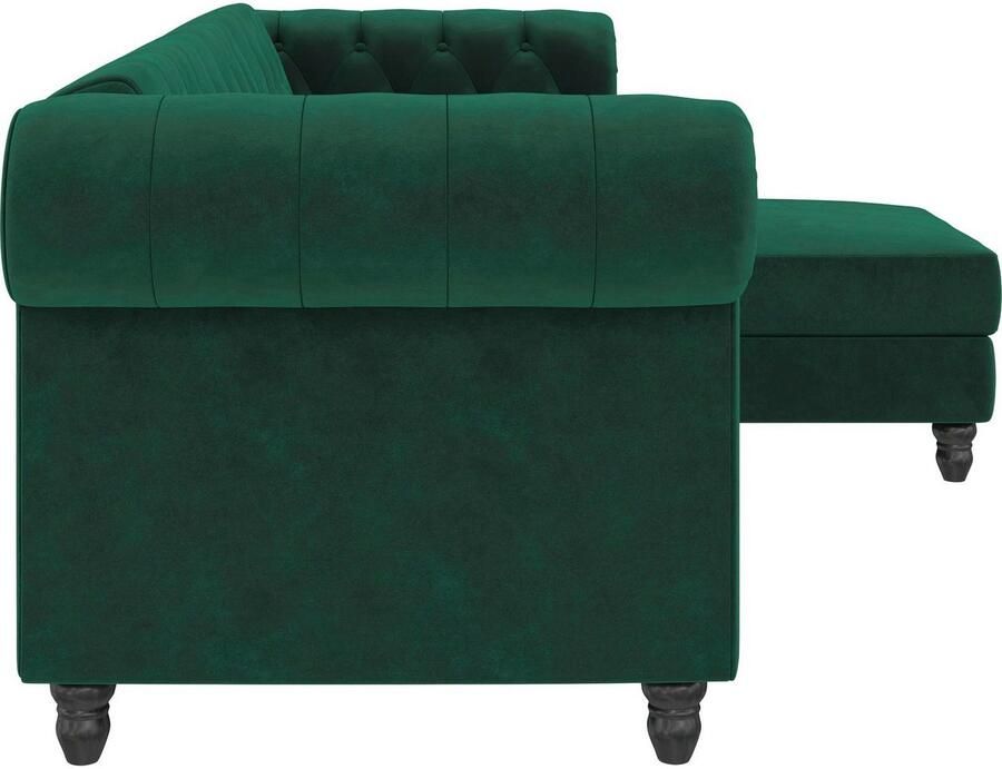 Notio Living Loft24 Felix Chaise longue slaapbank in donkergroen velours (83 x 241 x 154 cm) - Foto 8