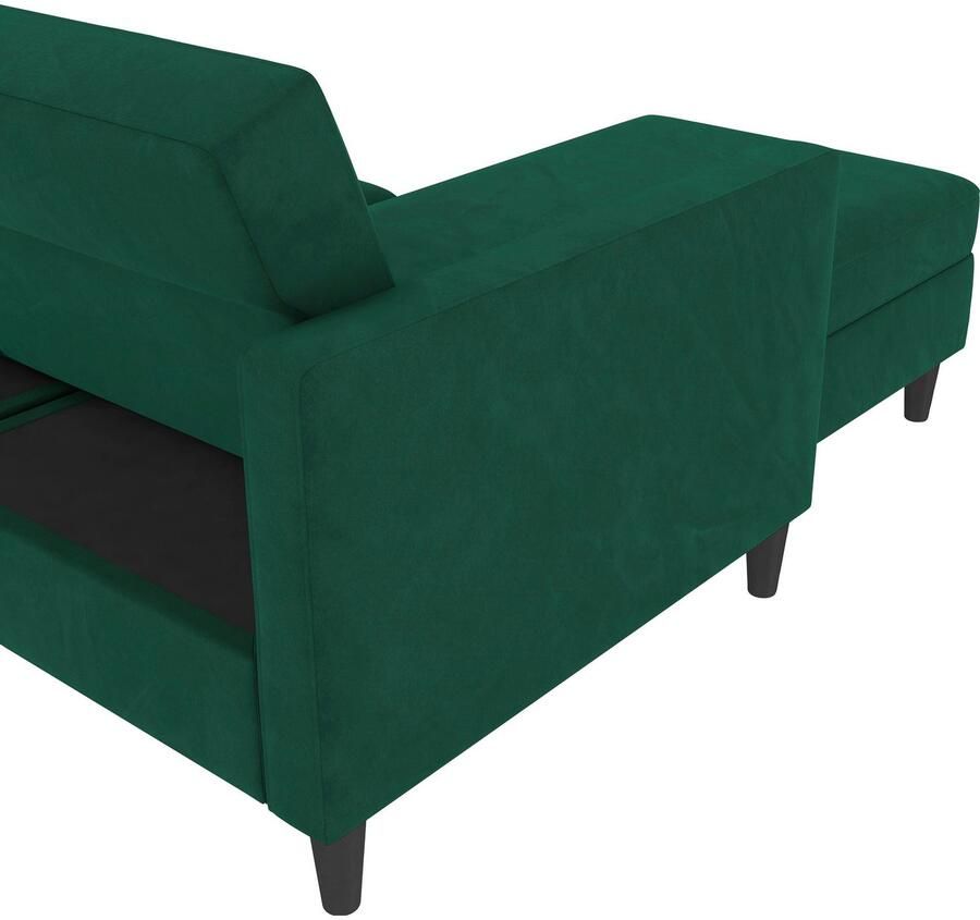 Notio Living Loft24 Hartford Slaapbank 3 zits met opbergruimte in linnen look donkergroen (82 x 213 x 153 cm) - Foto 5