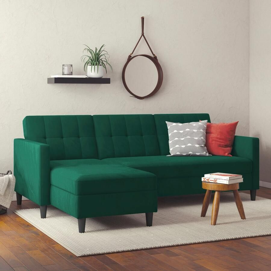 Notio Living Loft24 Hartford Slaapbank 3 zits met opbergruimte in linnen look donkergroen (82 x 213 x 153 cm) - Foto 3