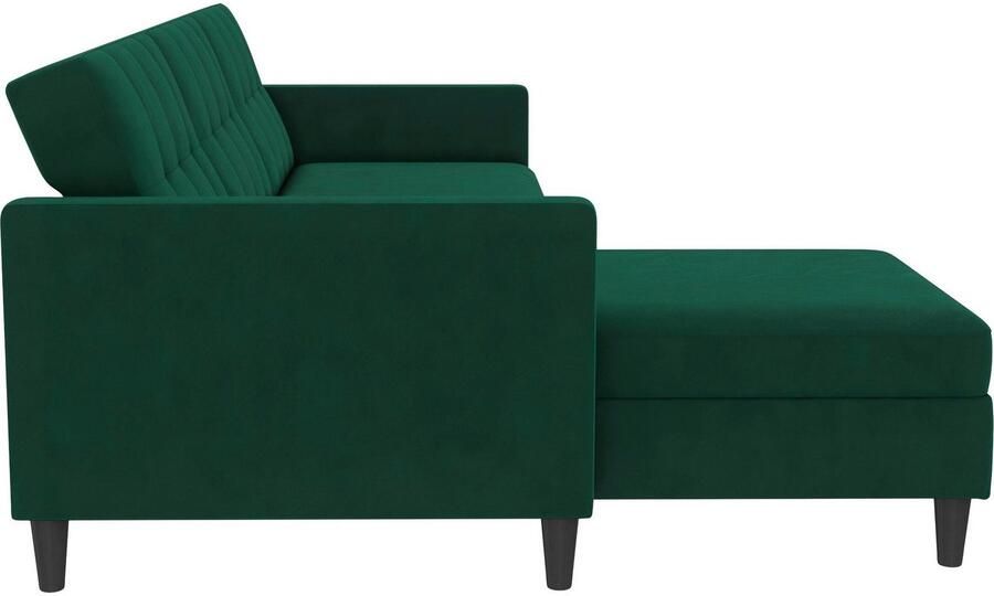 Notio Living Loft24 Hartford Slaapbank 3 zits met opbergruimte in linnen look donkergroen (82 x 213 x 153 cm) - Foto 8