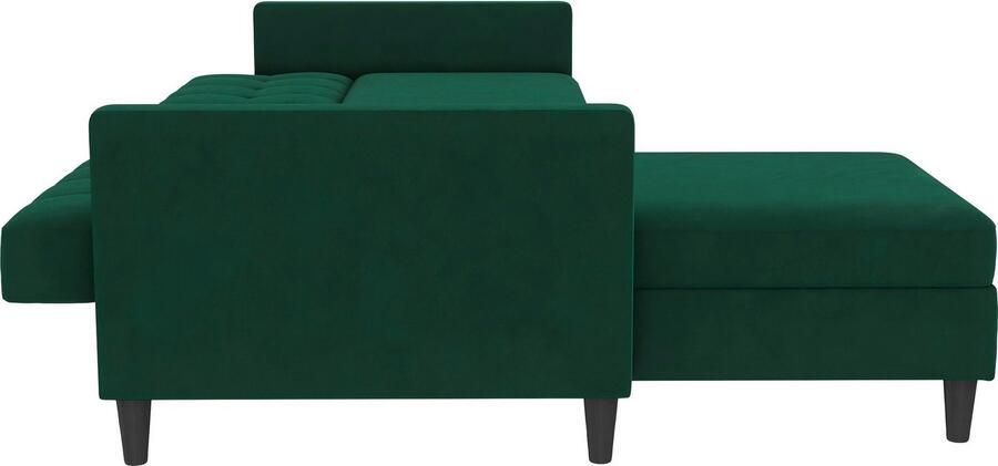 Notio Living Loft24 Hartford Slaapbank 3 zits met opbergruimte in linnen look donkergroen (82 x 213 x 153 cm) - Foto 11