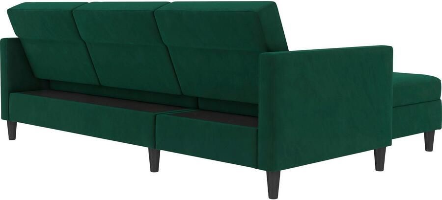 Notio Living Loft24 Hartford Slaapbank 3 zits met opbergruimte in linnen look donkergroen (82 x 213 x 153 cm) - Foto 12