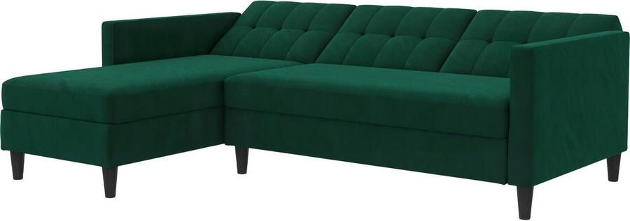 Notio Living Loft24 Hartford Slaapbank 3 zits met opbergruimte in linnen look donkergroen (82 x 213 x 153 cm) - Foto 16