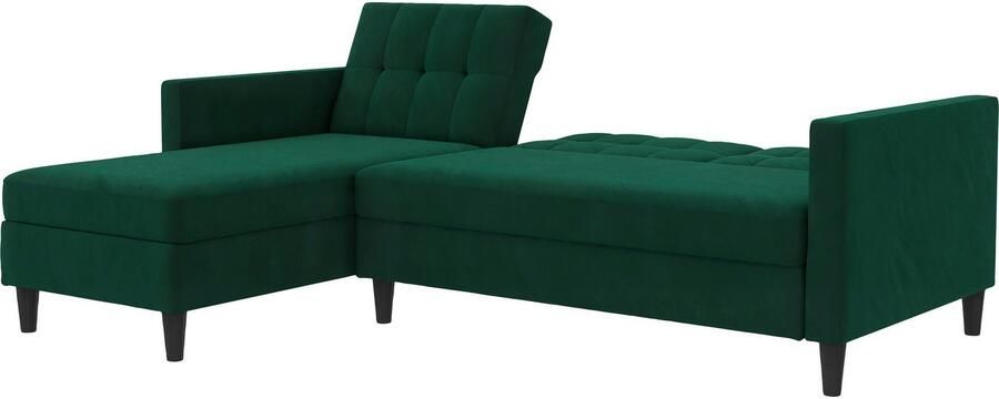 Notio Living Loft24 Hartford Slaapbank 3 zits met opbergruimte in linnen look donkergroen (82 x 213 x 153 cm) - Foto 14