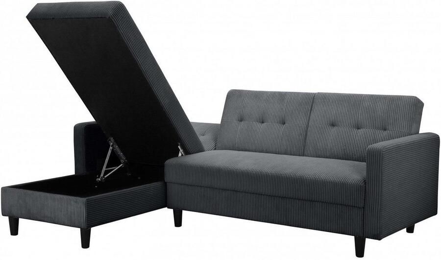 Dorel Home Hoekbank Hartford II met slaapfunctie en bergruimte récamier aan beide kanten te monteren - Foto 3