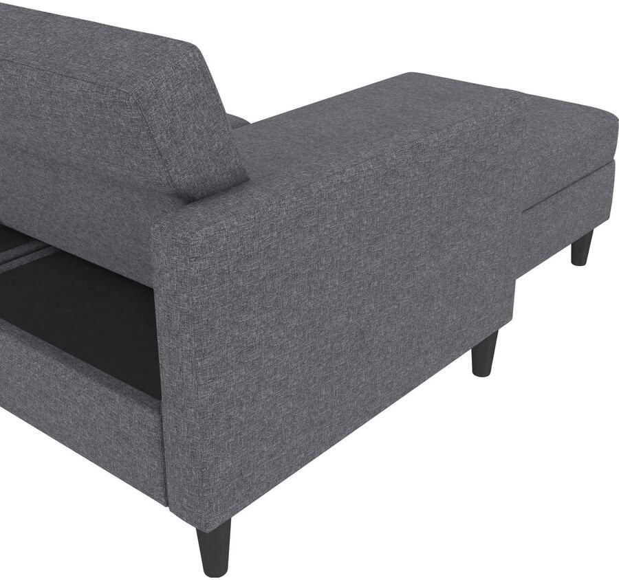 Notio Living Loft24 Hartford Slaapbank 3-zits met opbergruimte in linnen look grijs (82 x 213 x 153 cm) - Foto 4