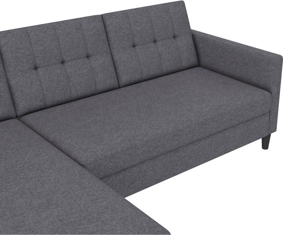 Notio Living Loft24 Hartford Slaapbank 3-zits met opbergruimte in linnen look grijs (82 x 213 x 153 cm) - Foto 5