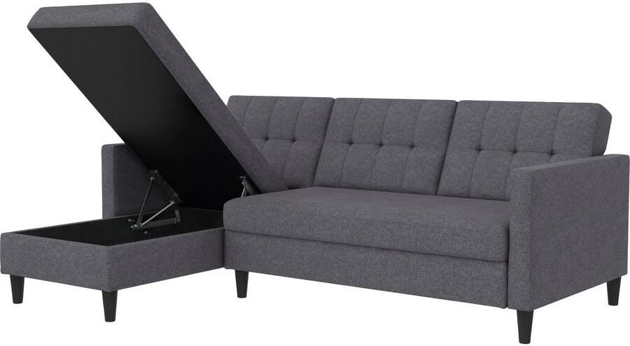 Notio Living Loft24 Hartford Slaapbank 3-zits met opbergruimte in linnen look grijs (82 x 213 x 153 cm) - Foto 8