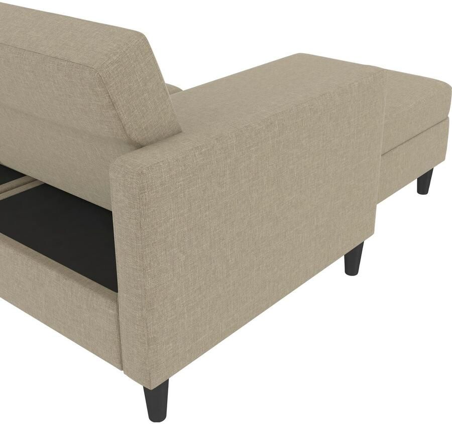 Notio Living Loft24 Hartford Slaapbank 3 zits met opbergruimte in linnen look cappuccino (82 x 213 x 153 cm) - Foto 3