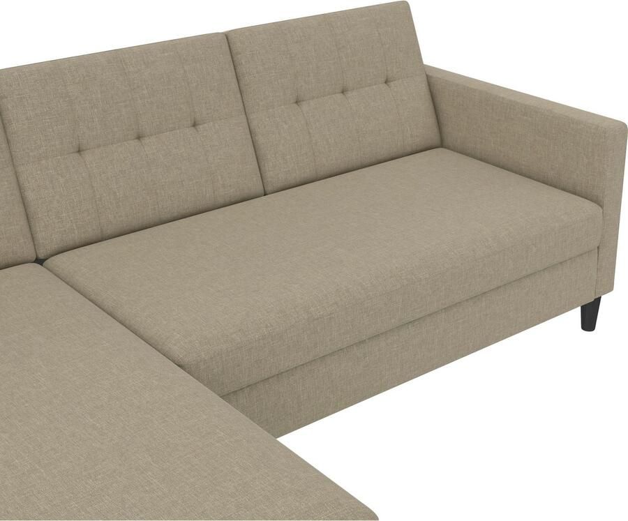 Notio Living Loft24 Hartford Slaapbank 3 zits met opbergruimte in linnen look cappuccino (82 x 213 x 153 cm) - Foto 4
