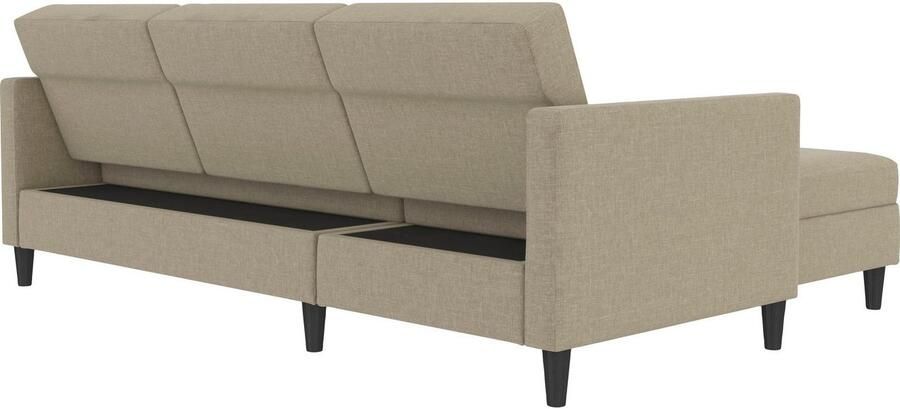 Notio Living Loft24 Hartford Slaapbank 3 zits met opbergruimte in linnen look cappuccino (82 x 213 x 153 cm) - Foto 9