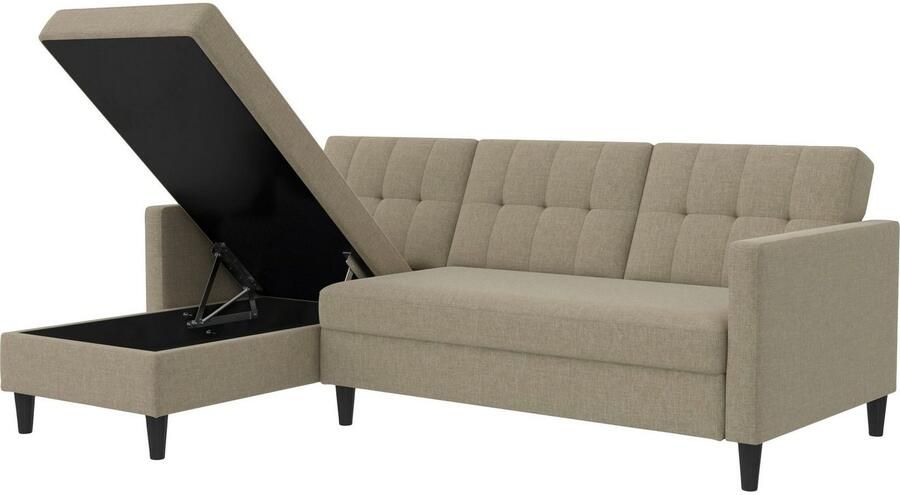 Notio Living Loft24 Hartford Slaapbank 3 zits met opbergruimte in linnen look cappuccino (82 x 213 x 153 cm) - Foto 6