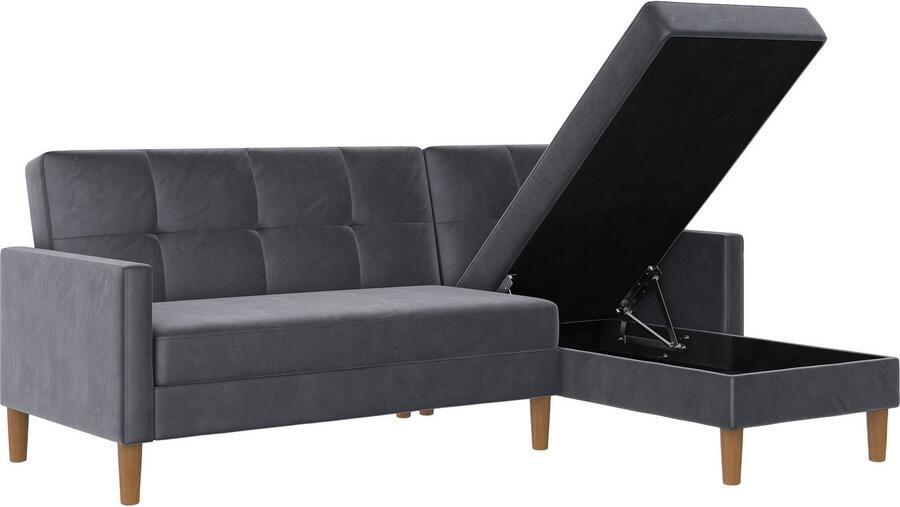 Dorel Home Hoekbank Lilly L-vorm met bedfunctie récamier aan beide kanten te monteren zithoogte 43 cm - Foto 12