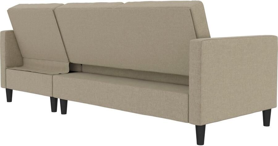 Notio Living Presley Slaapbank 3-zits met chaise longue in linnen cappuccino (82 x 213 x 154 cm) - Foto 14