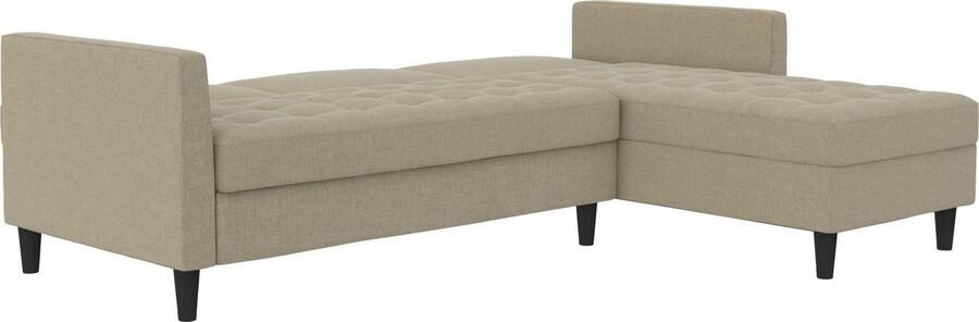 Notio Living Presley Slaapbank 3-zits met chaise longue in linnen cappuccino (82 x 213 x 154 cm) - Foto 18