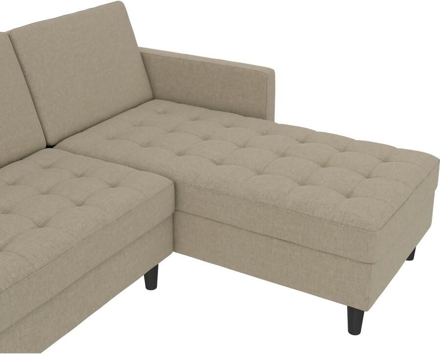 Notio Living Presley Slaapbank 3-zits met chaise longue in linnen cappuccino (82 x 213 x 154 cm) - Foto 8