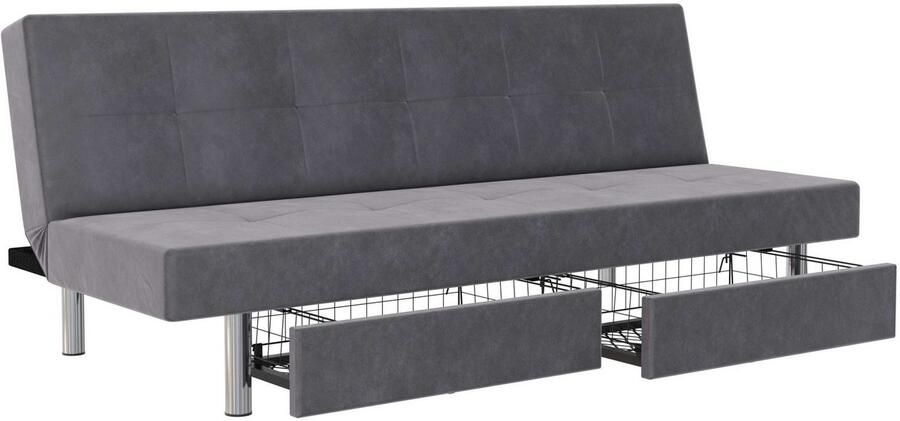 Notio Living Erica Futon met opbergruimte in lichtgrijze microvezel - Foto 4