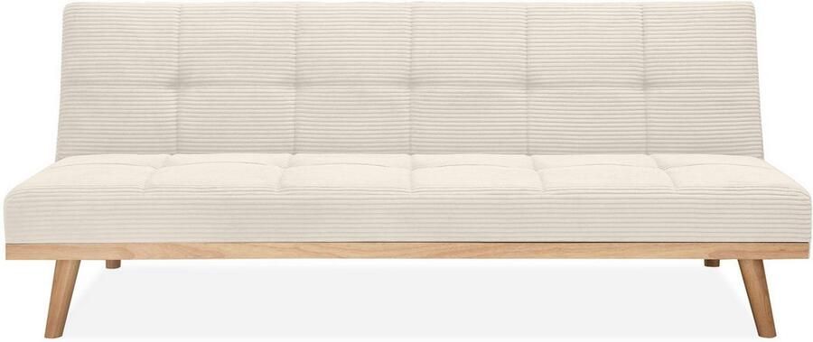 Loft24 Vicky Slaapbank 3-zits met houten poten in stof crème - Foto 5