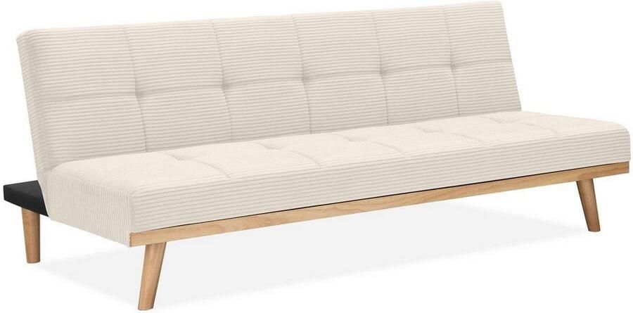Loft24 Vicky Slaapbank 3-zits met houten poten in stof crème - Foto 2