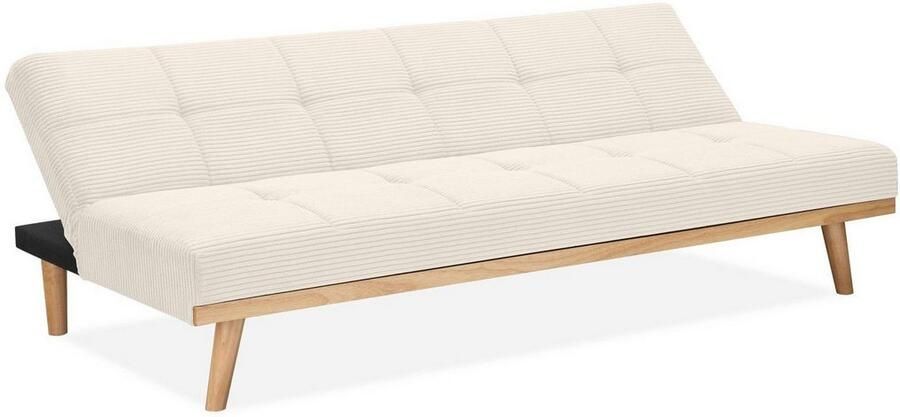 Loft24 Vicky Slaapbank 3-zits met houten poten in stof crème - Foto 3