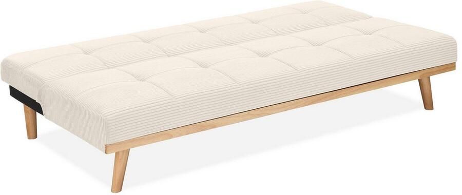 Loft24 Vicky Slaapbank 3-zits met houten poten in stof crème - Foto 4