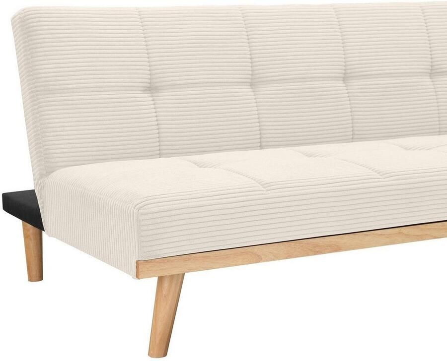 Loft24 Vicky Slaapbank 3-zits met houten poten in stof crème