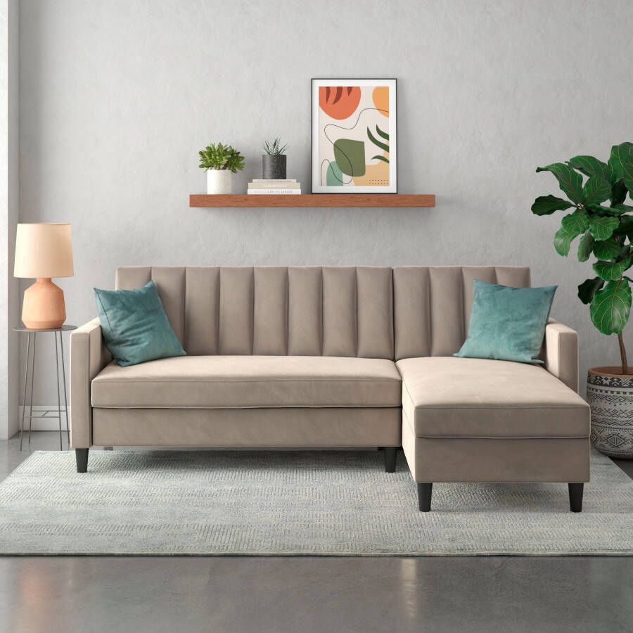 Dorel Home Hoekbank Celine L-vorm met bedfunctie en bergruimte. récamier aan beide kanten te monteren - Foto 19