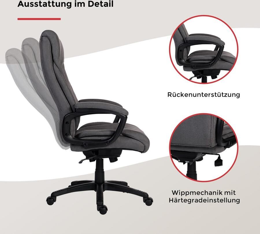 Duo Collection Bureaustoel John XXL met gestoffeerde armleuningen - Foto 6