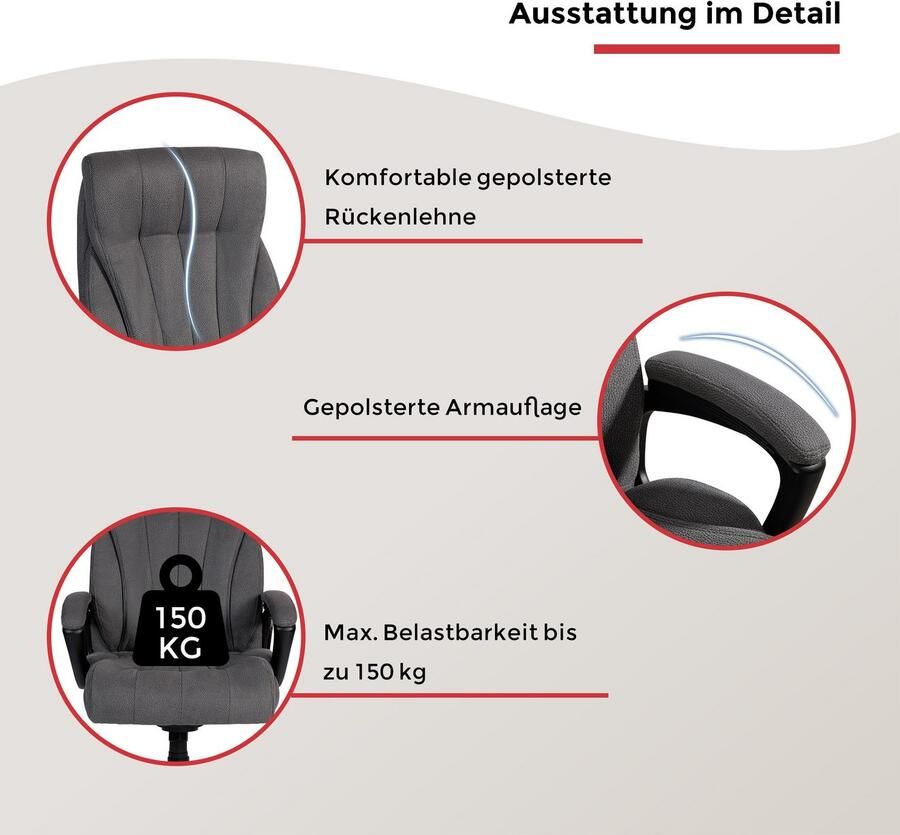 Duo Collection Bureaustoel John XXL met gestoffeerde armleuningen - Foto 5