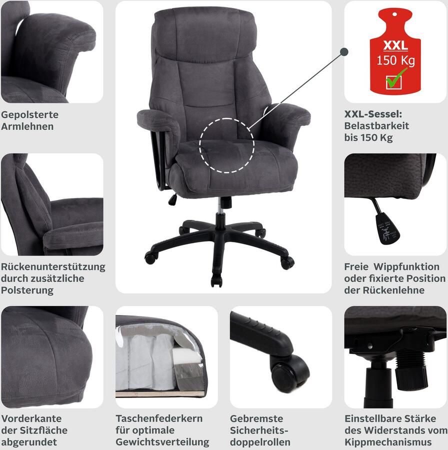 Duo Collection Bureaustoel Mauro XXL Belastbaarheid tot 150 kg