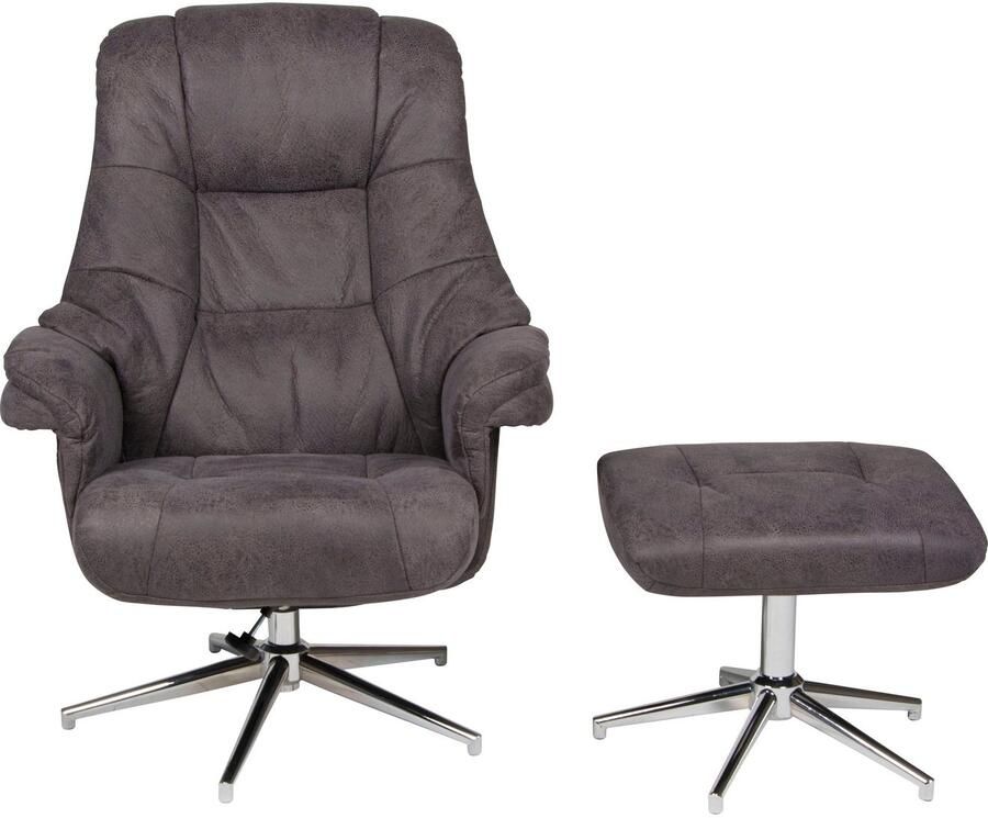 Duo Collection Relaxfauteuil BURNABY met voetenbank en relaxfunctie 360 graden draaibaar