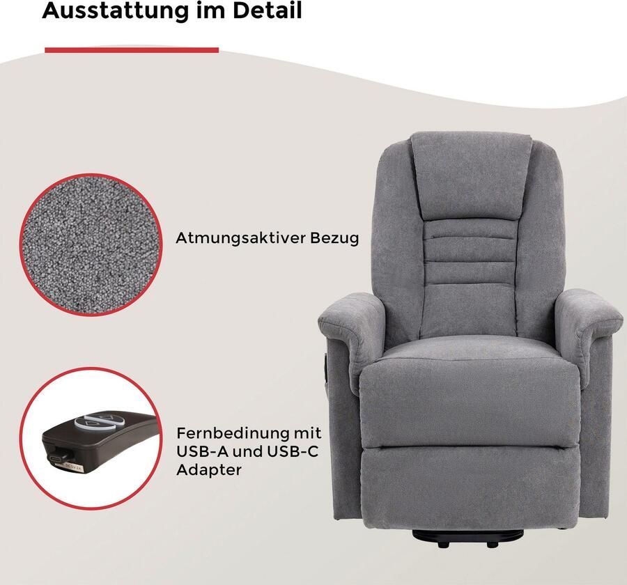 Duo Collection Relaxfauteuil Granada met elektrische opstahulp Relaxfunctie en pocketveren binnenvering met stalen nosagvering - Foto 5