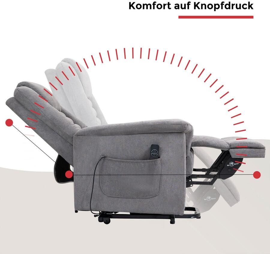 Duo Collection Relaxfauteuil Granada met elektrische opstahulp Relaxfunctie en pocketveren binnenvering met stalen nosagvering - Foto 4