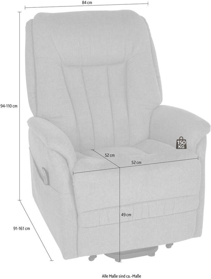 Duo Collection Relaxfauteuil Noli XXL tot 150 kg draagvermogen met elektrische opstahulp Relaxfunctie en pocketveren binnenvering met stalen nosagvering - Foto 4