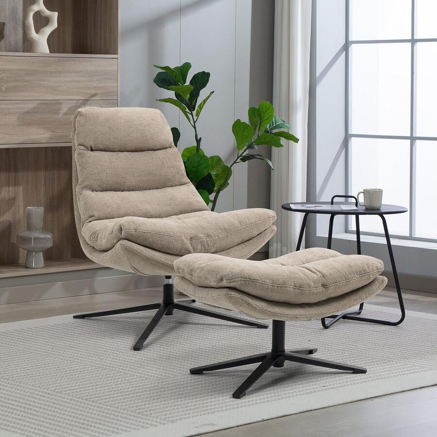 Duo Collection Relaxfauteuil PORTO 360° draaibaar dubbele bekleding met poef tot 115 kg belastbaar - Foto 2