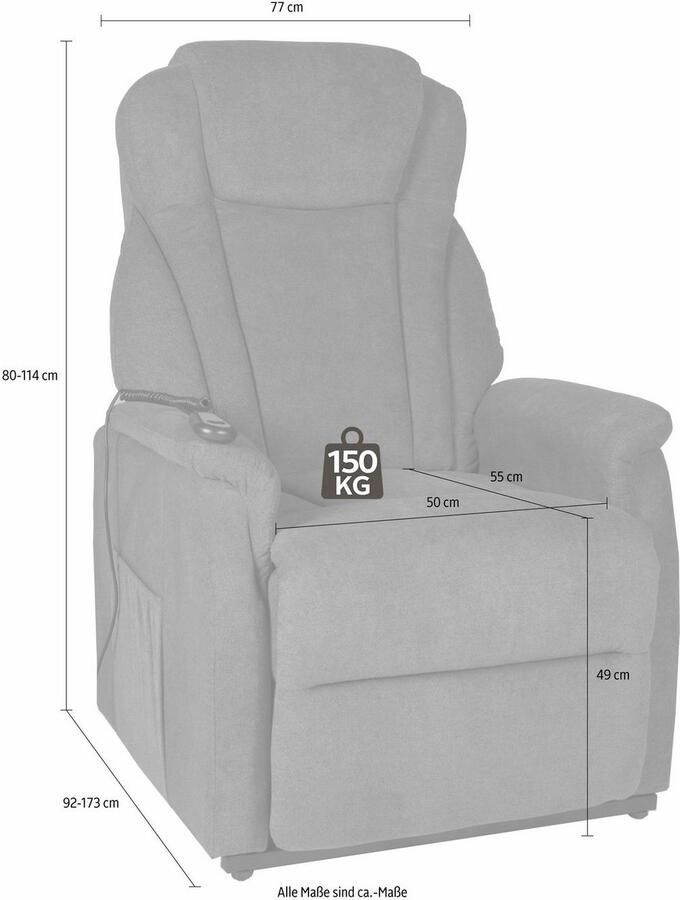 Duo Collection Relaxfauteuil Toronto XXL met elektrische opsteun en relaxfunctie tot 150 kg belastbaar pocketvering staalgolfondersteuning (set) - Foto 3