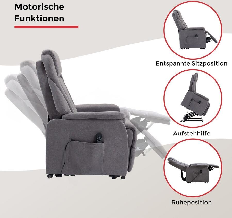 Duo Collection Relaxfauteuil Toronto XXL met elektrische opsteun en relaxfunctie tot 150 kg belastbaar pocketvering staalgolfondersteuning (set) - Foto 3