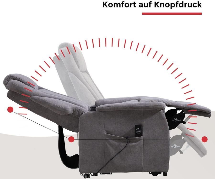Duo Collection Relaxfauteuil Toronto XXL met elektrische opsteun en relaxfunctie tot 150 kg belastbaar pocketvering staalgolfondersteuning (set) - Foto 6