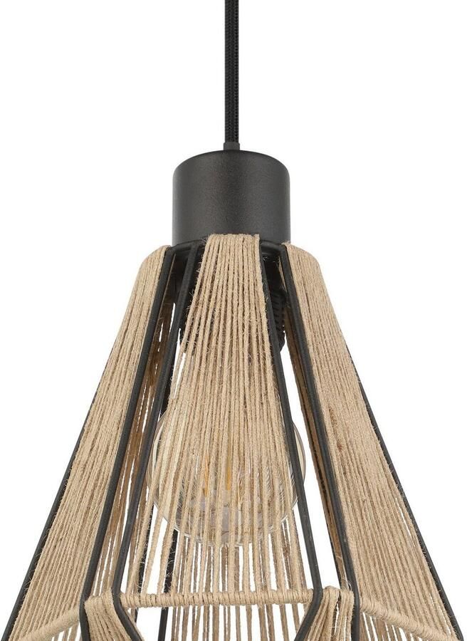 EGLO Hanglamp ADWICKLE Hanglamp staal en textiel hanglamp eetkamerlamp Hanglamp woonkamerlamp hanglamp eetkamerlamp hennep E27 (1 stuk) - Foto 5